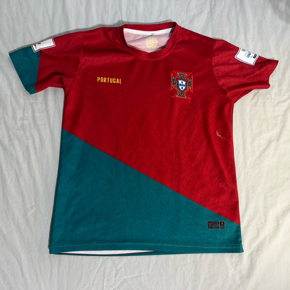 Kids Red and Green Portugal Soccer Jersey